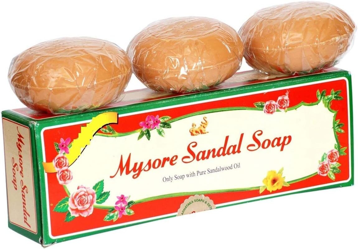 1 X 450G (3 SOAPS) MYSORE SANDAL SOAP - PURE SANDALWOOD OIL- GIFT PACK
