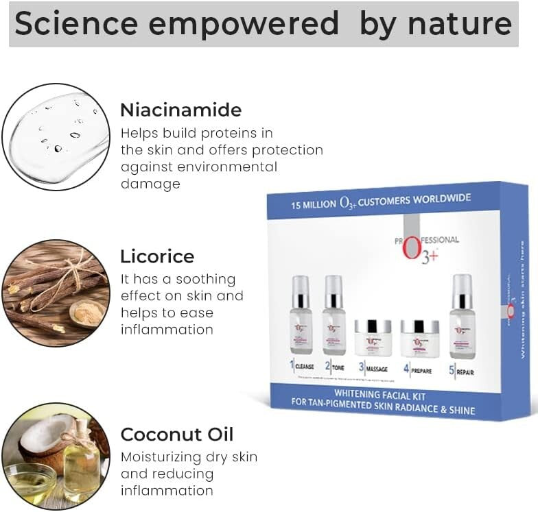 O3+ Whitening Facial Kit for Tan-Pigmented Skin (150g+100ml)  Free Shipping