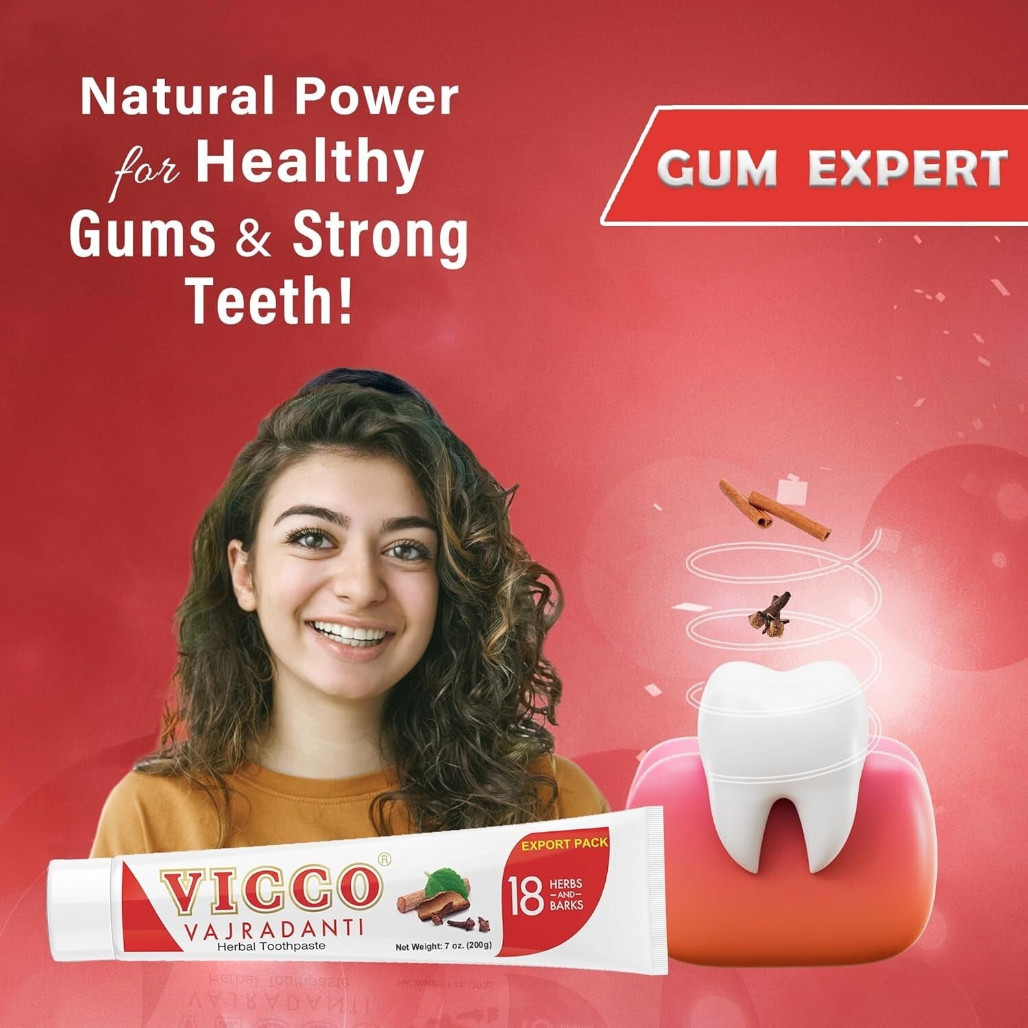 VICCO VAJRADANTI AYURVEDIC HERBAL TOOTHPASTE 200g (Pack of 4)  Free Shipping