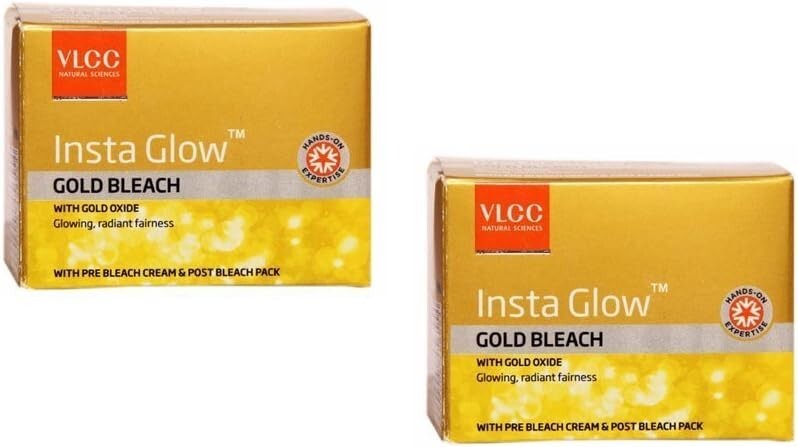 2 x VLCC Insta Glow Gold Bleach With Gold Oxide - Glowing, Radiant Fairness - 30