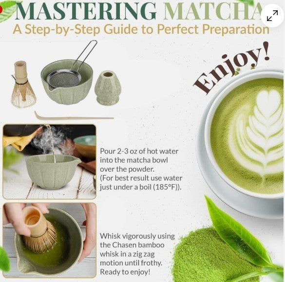 Bamboo Matcha Whisk Set Chasen Chashaku Matcha Whisk for Japanese Tea Ceremony
