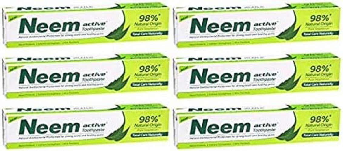 6 x 200g (Total 1.2kg) NEEM TOOTHPASTE ACTIVE TOOTH PASTE 100% Vegetarian  