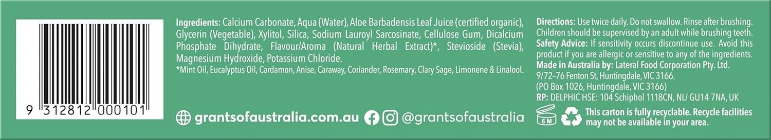 Grants Mild Mint Toothpaste, 110 g  Free Shipping