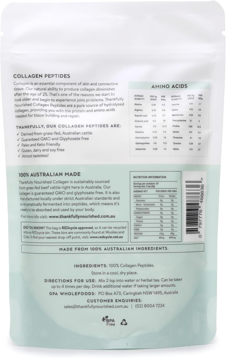Thankfully Nourished Collagen Peptides 150g