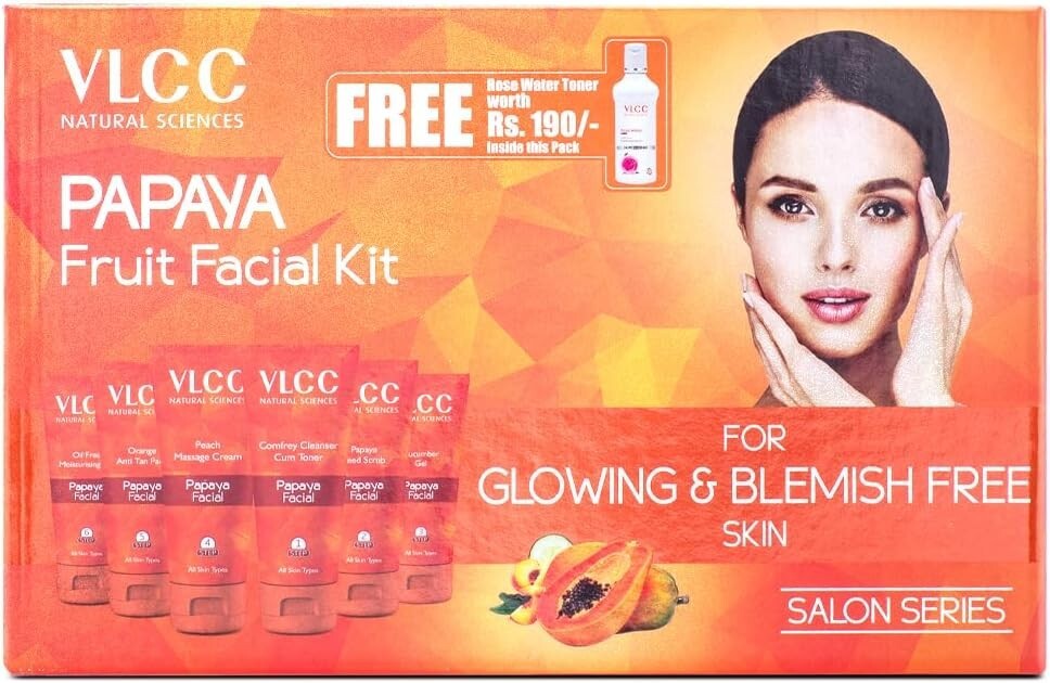 Papaya Premium Facial Kit with FREE Rose Water Toner  Free Shipping