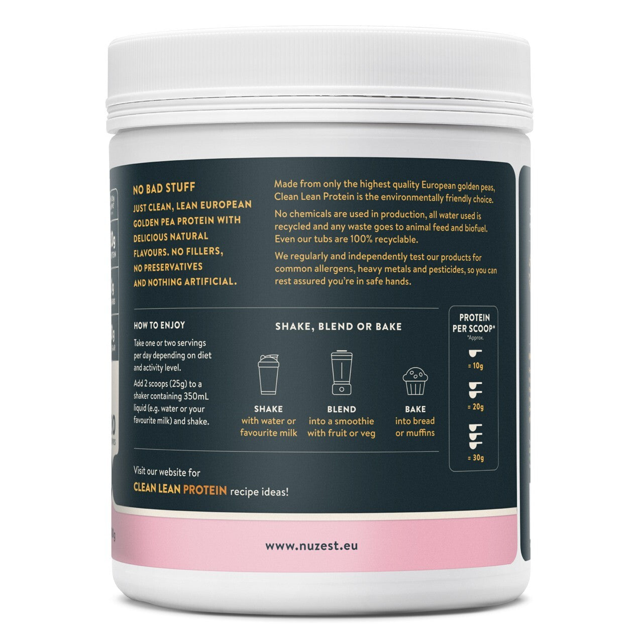NUZEST PEA PROTEIN STRAWBERRY 500G - CLEAN LEAN PROTEIN-VEGAN -GLUTEN & SOY FREE