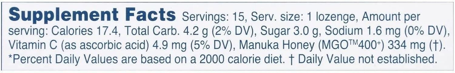 Manuka Health Manuka Lozenge Black curran MGO400 15s  Free Shipping