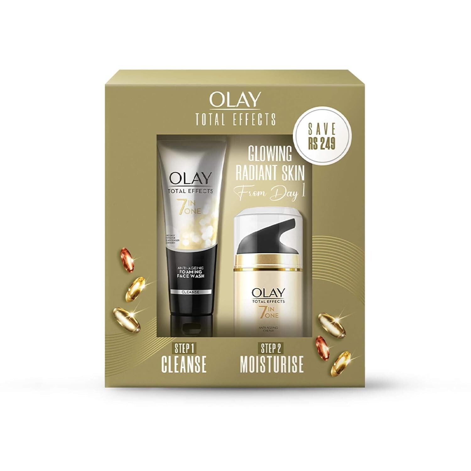 Olay Total Effects Giftpack - Day Cream with SPF 15 50gm + Cleanser 100g 
