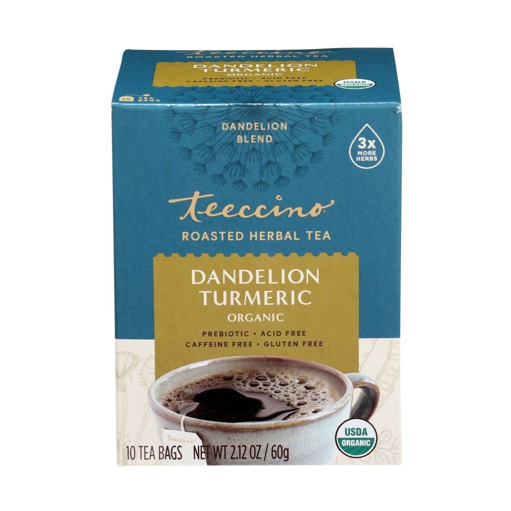 Teeccino Roasted Herbal Tea Dandelion Turmeric Organic x 10 Tea Bags FREE SHIPPI