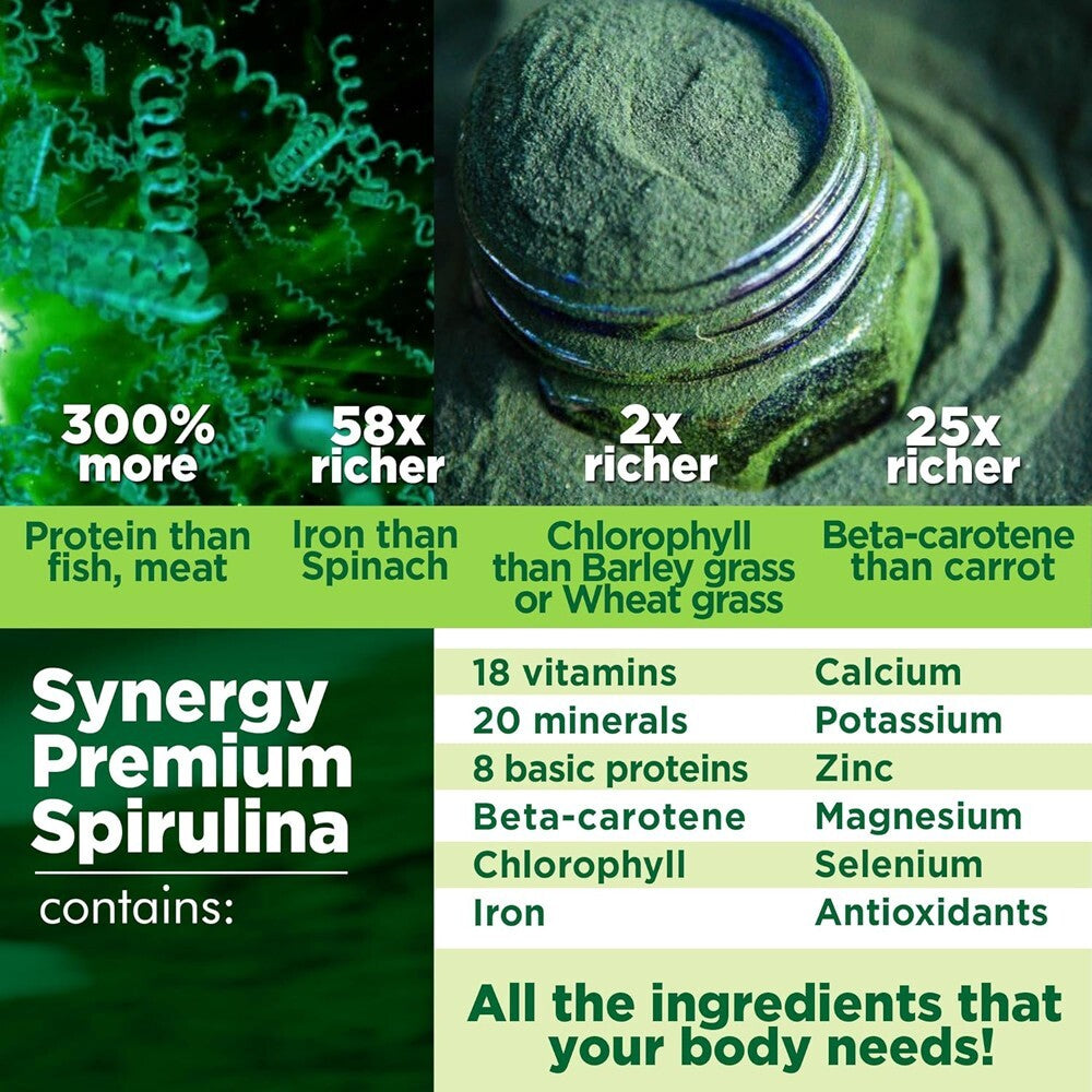 Synergy Natural Organic Spirulina Powder 200g Free shipping
