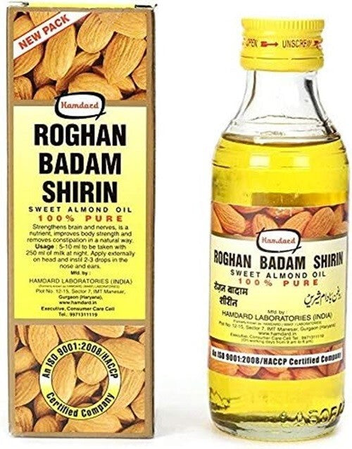Hamdard Roghan Badam Shirin Sweet Almond Oil (50ml) - Pack of 2  Free Shipping