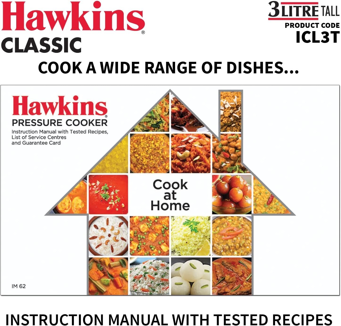 Hawkins 3 Litre Classic Pressure Cooker, Induction Inner Lid Cooker, Tall Design