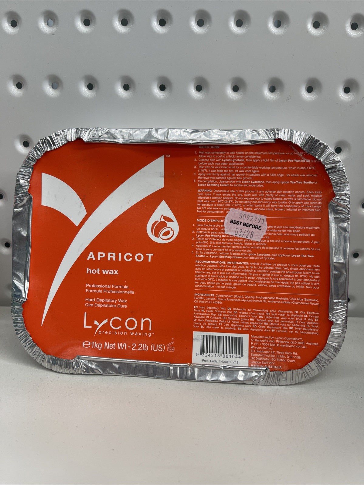 Lycon Apricot Hard Hot Wax Waxing Hair Removal 1kg