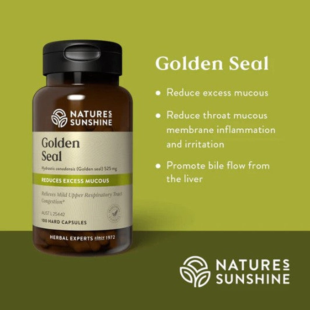 Nature's Sunshine Golden Seal 100 capsules natures upper respiratory aid mucous
