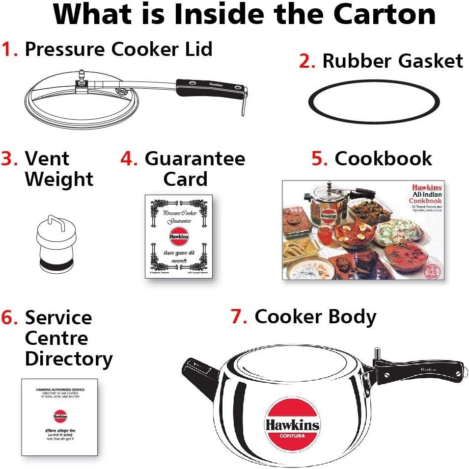Hawkins Contura Pressure Cooker, 5 Litre Capacity Kitchen Cookware, Silver