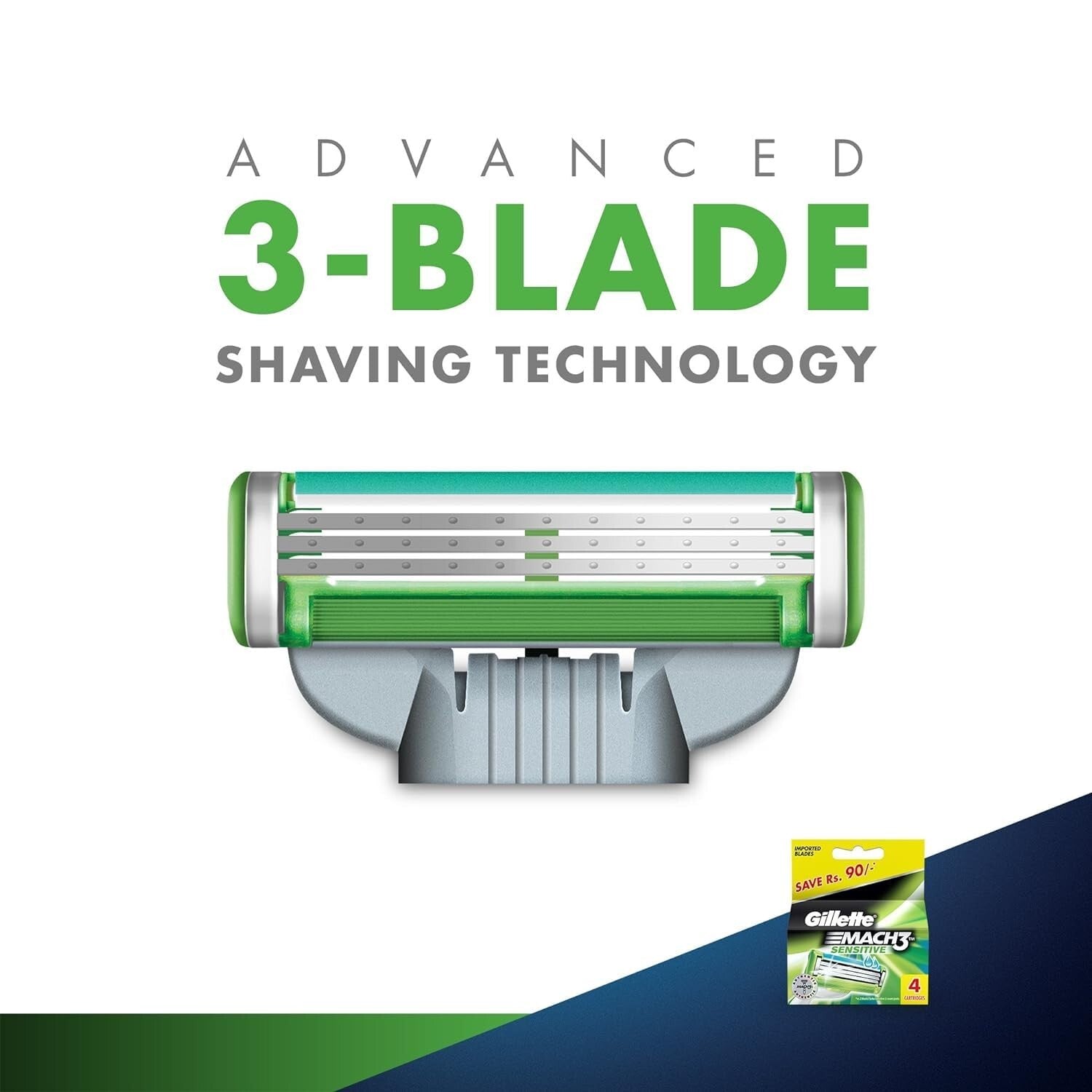 Gillette Mach 3 Sensitive Men's Razor Blade Refill - 4 Pack  Free Shipping
