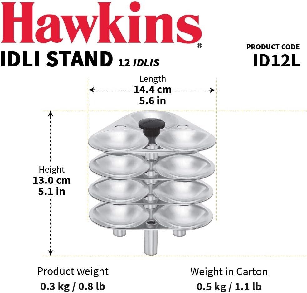 Hawkins 12 Idli Set for 5.0 Litre Pressure Cooker,Silver  Free Shipping