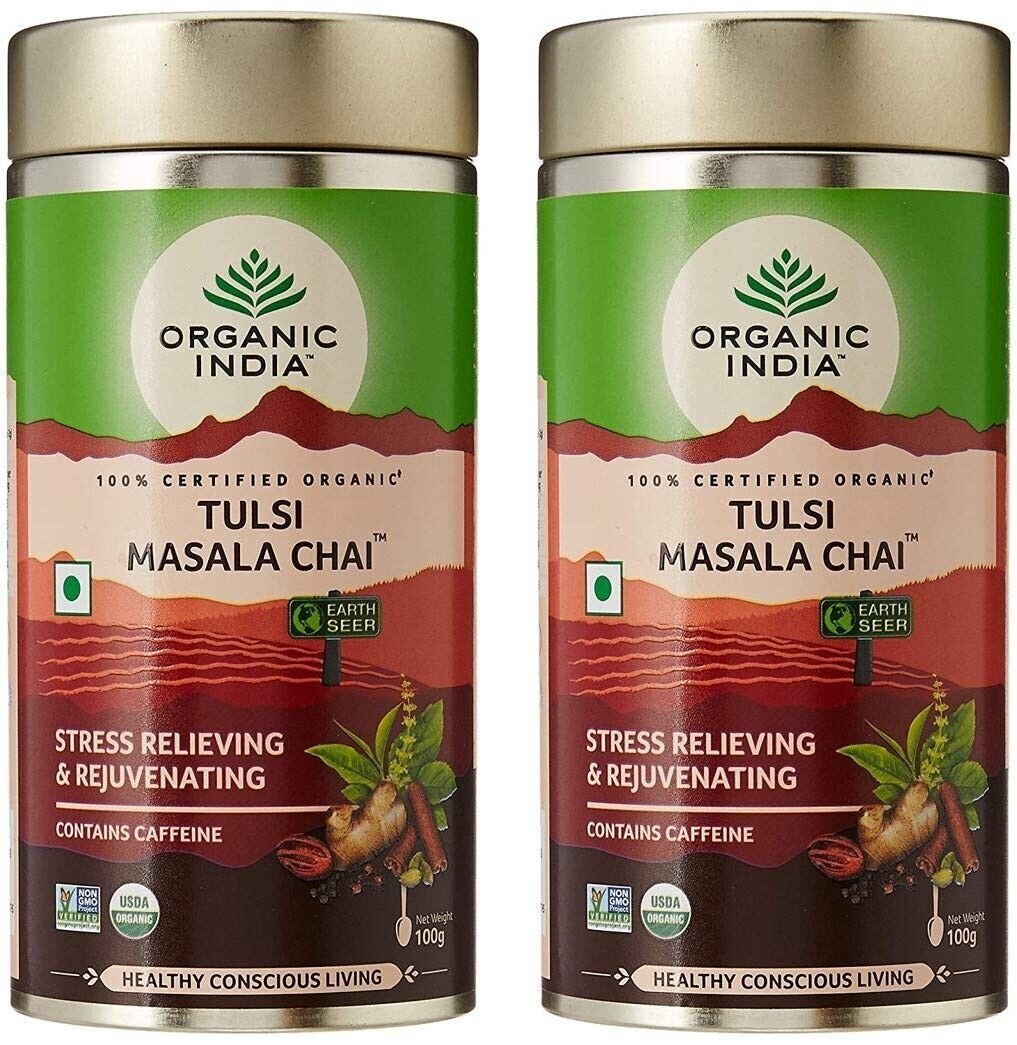 Organic India Tulsi Masala Premium Assam Chai Tea 100g x 2 pack | Free Shipping