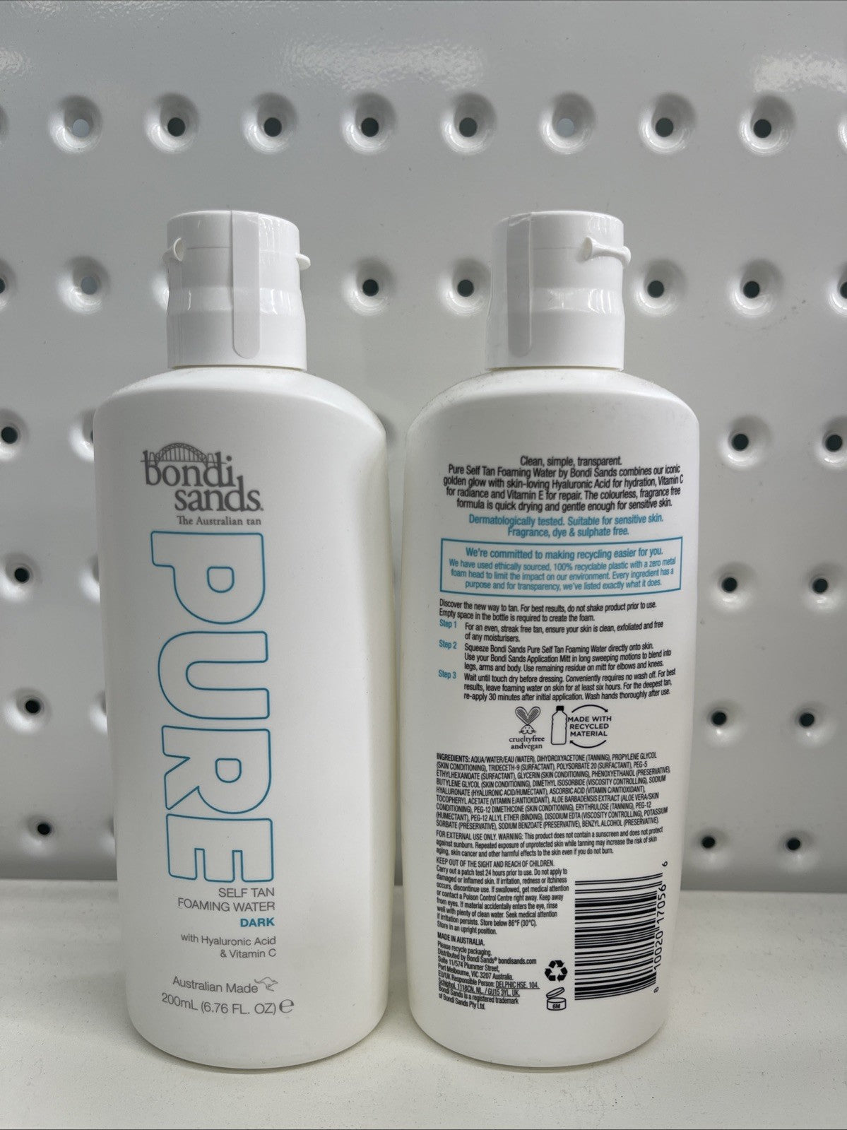2 x BONDI SANDS 200mL PURE SELF TAN FOAMING WATER DARK Brand New