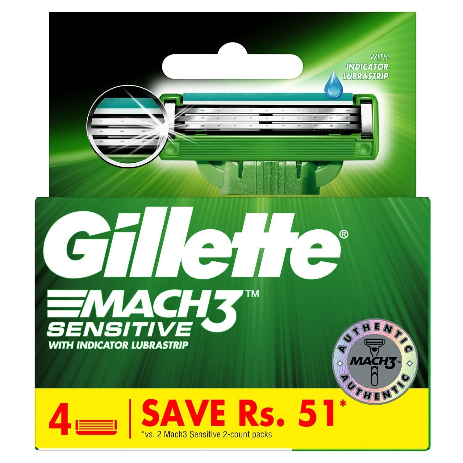 Gillette Mach 3 Sensitive Men's Razor Blade Refill - 4 Pack  Free Shipping
