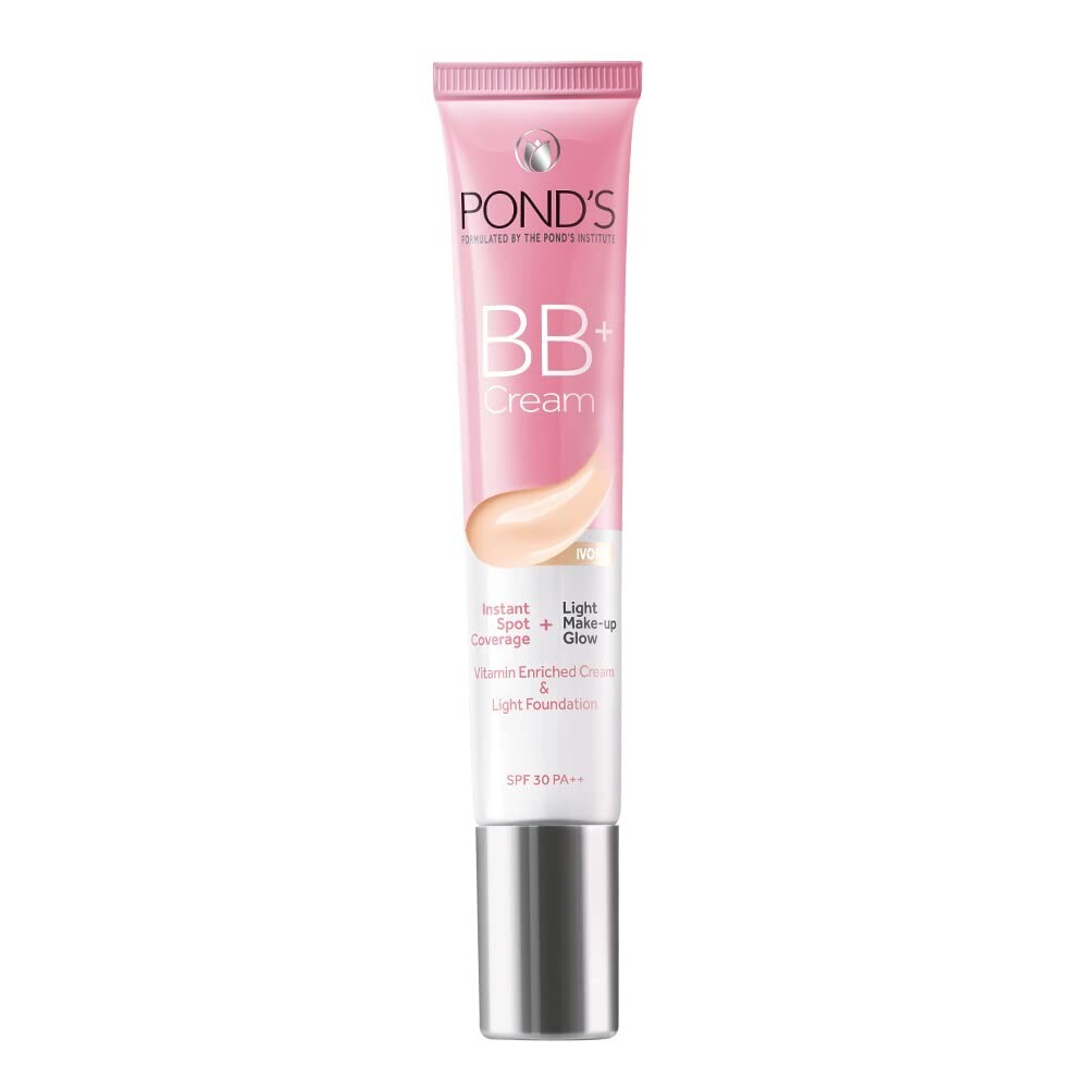 POND'S Bb+ Cream For All Skin Types,Ivory Lightweight Natural Foundation,18G