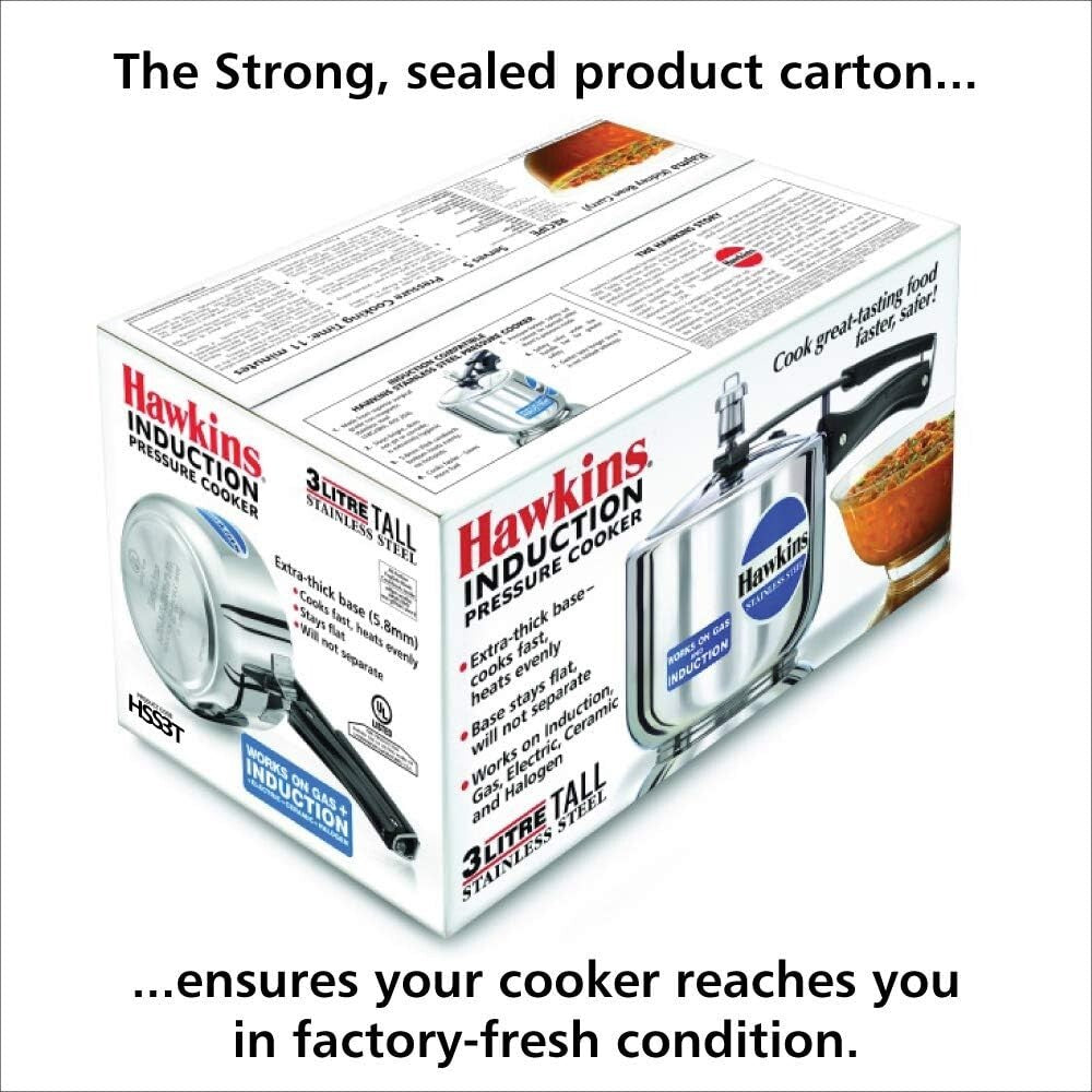 Hawkins Stainless Steel Tall Pressure Cooker, 3 Litre Capacity  Free Shipping
