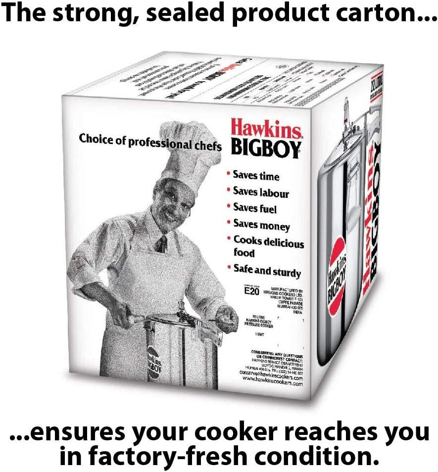 Hawkins Bigboy Aluminium Pressure Cooker, Silver 22 Litre  Free Shipping