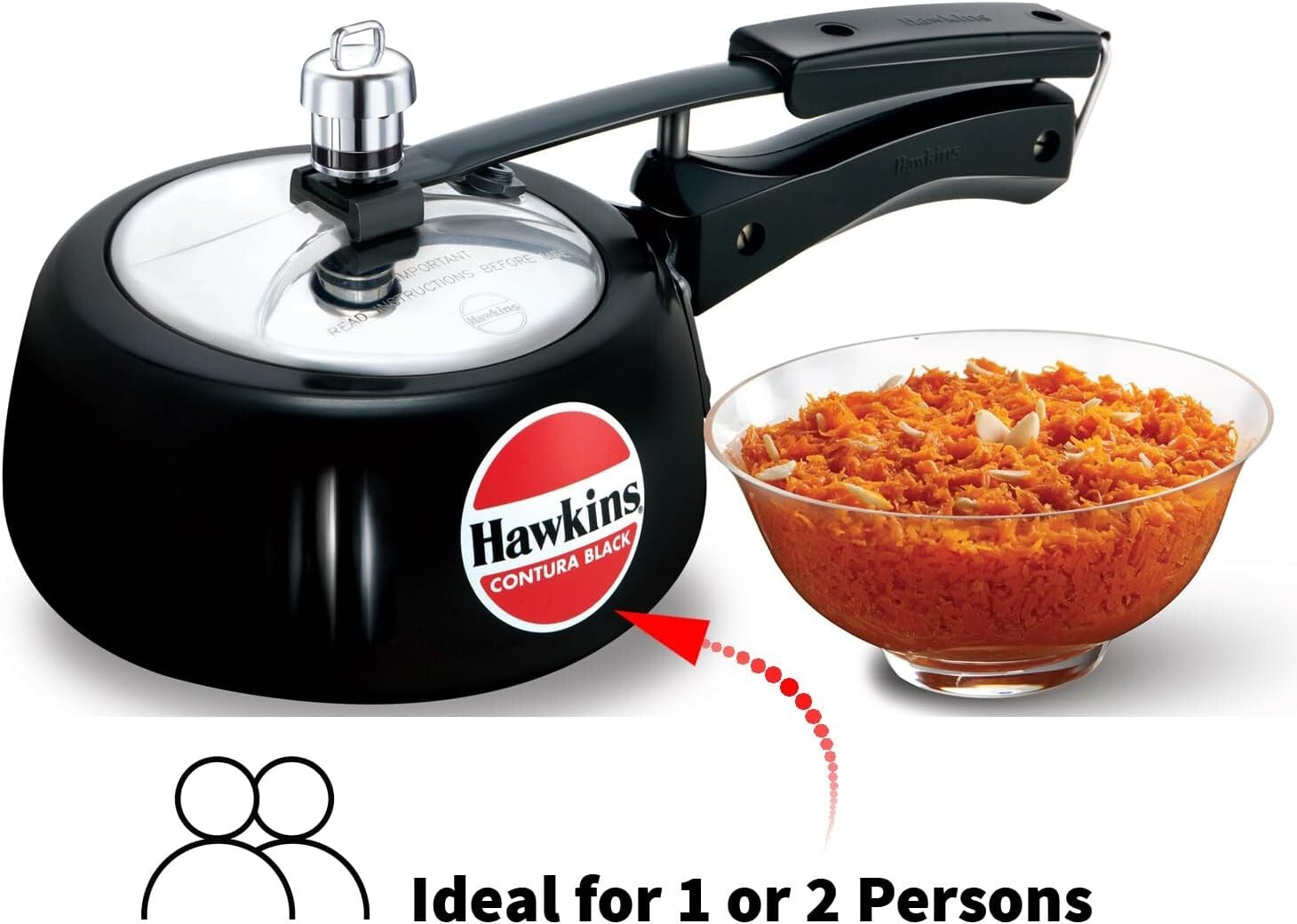 Hawkins Contura Pressure Cooker, 1.5 Litre Capacity, Black  Free Shipping