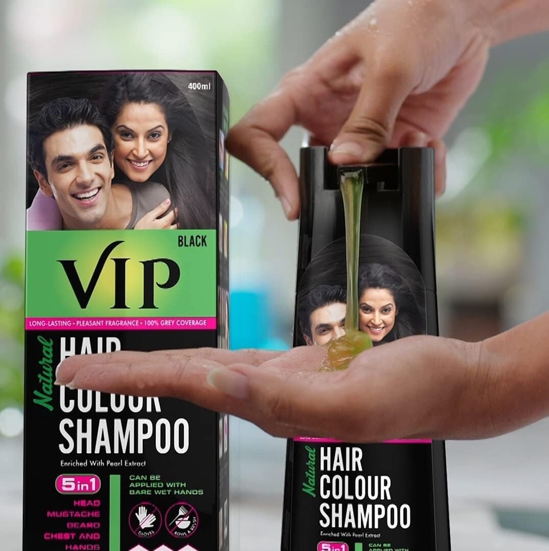 VIP BLACK Hair Colour Shampoo  180ML - Free Shipping