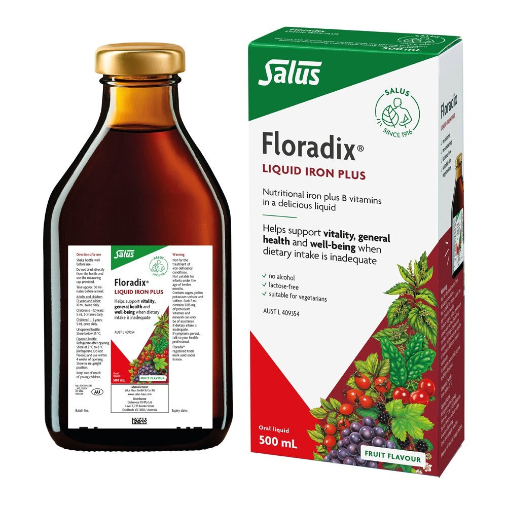 FLORADIX Liquid Iron Plus 500mL - Fruit Flavour Energy Stamina Vitality