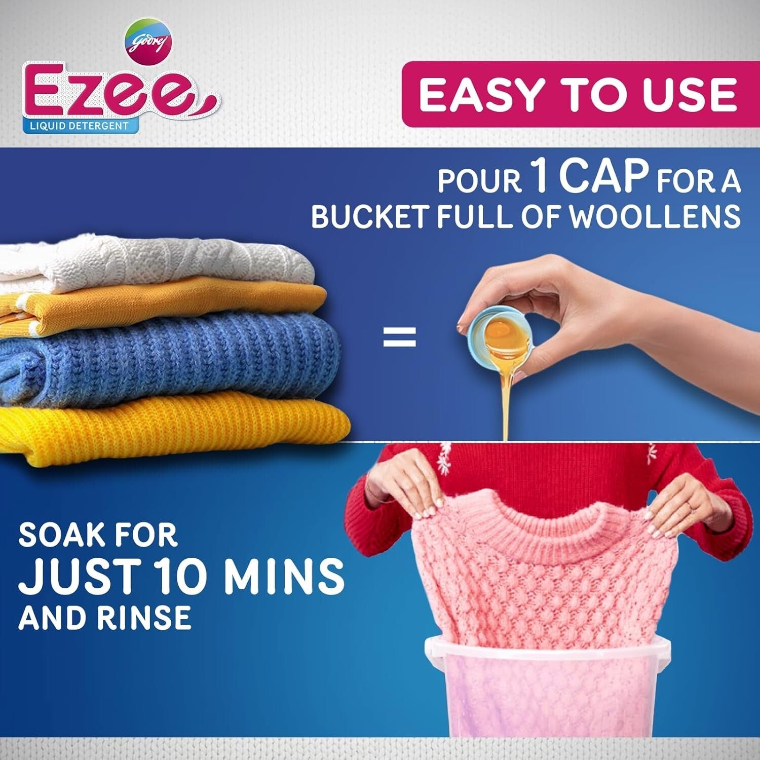 Godrej Ezee Liquid Detergent - Winterwear, No Soda Formula, 1kg  Free Shipping