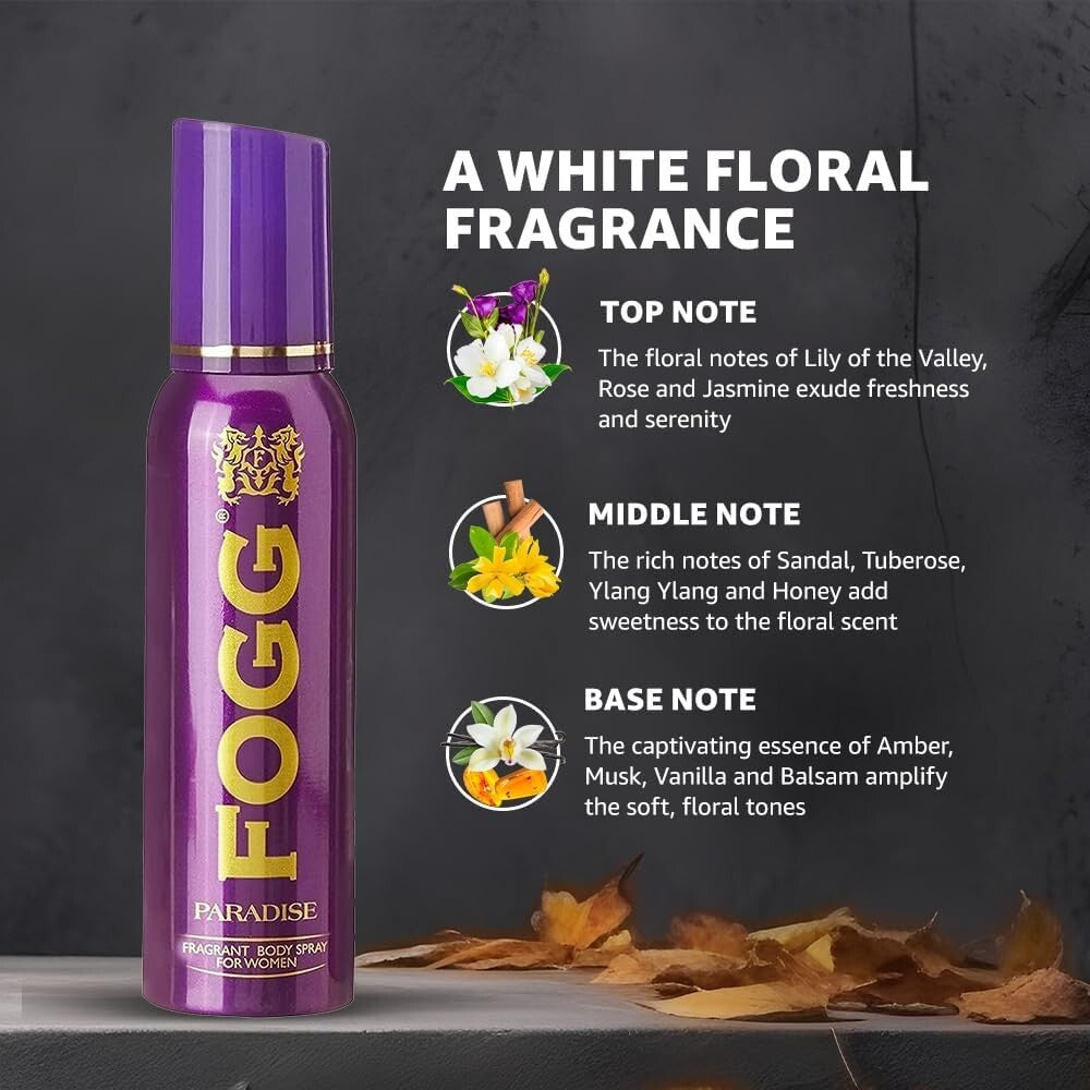 Fogg Fragrant Body Spray for Women, Paradise, 120ml  Free Shipping