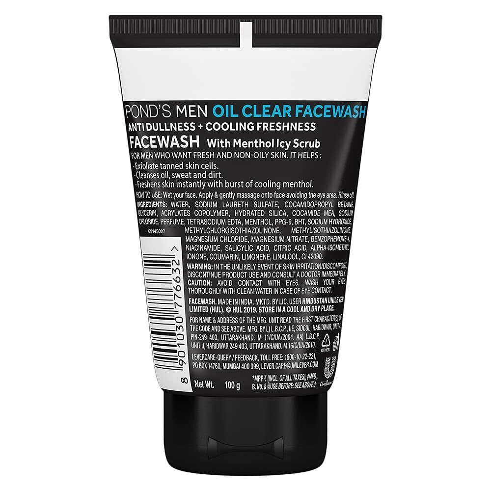 Pond's Men Oil Clear Facewash, 100 g  Free Shipping