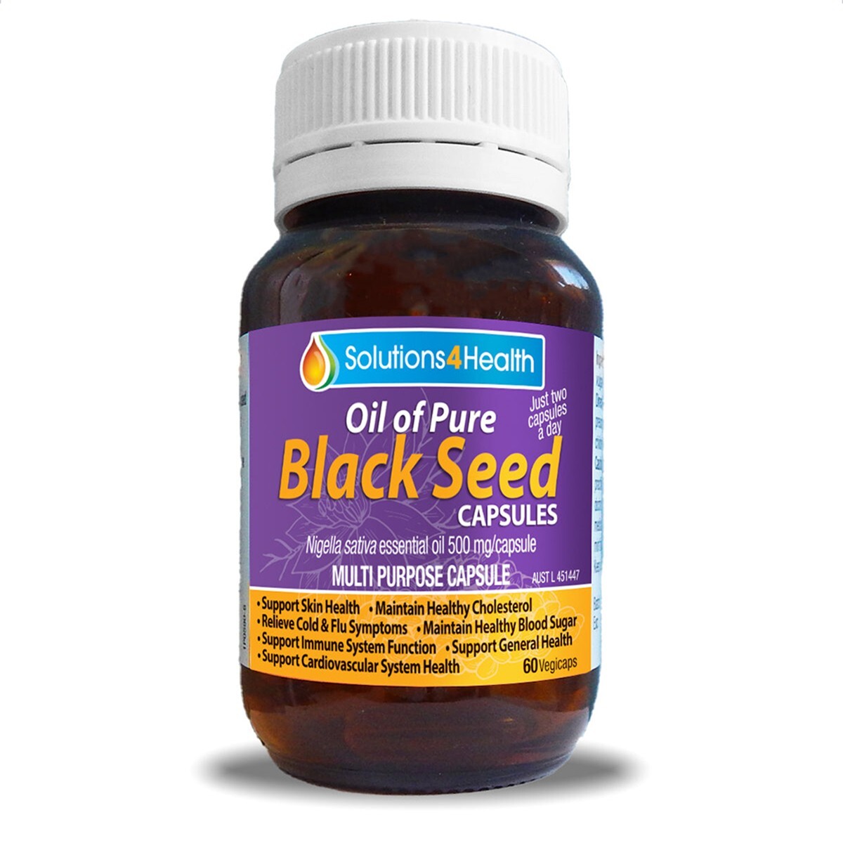 Solutions 4 Health Oil of Pure Black Seed - 60 Capsules FREE SHIPPING