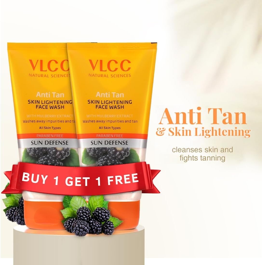 VLCC Anti Tan Skin Lightening Face Wash Combo Pack of 2 (150 ml*2)  Free Shippin