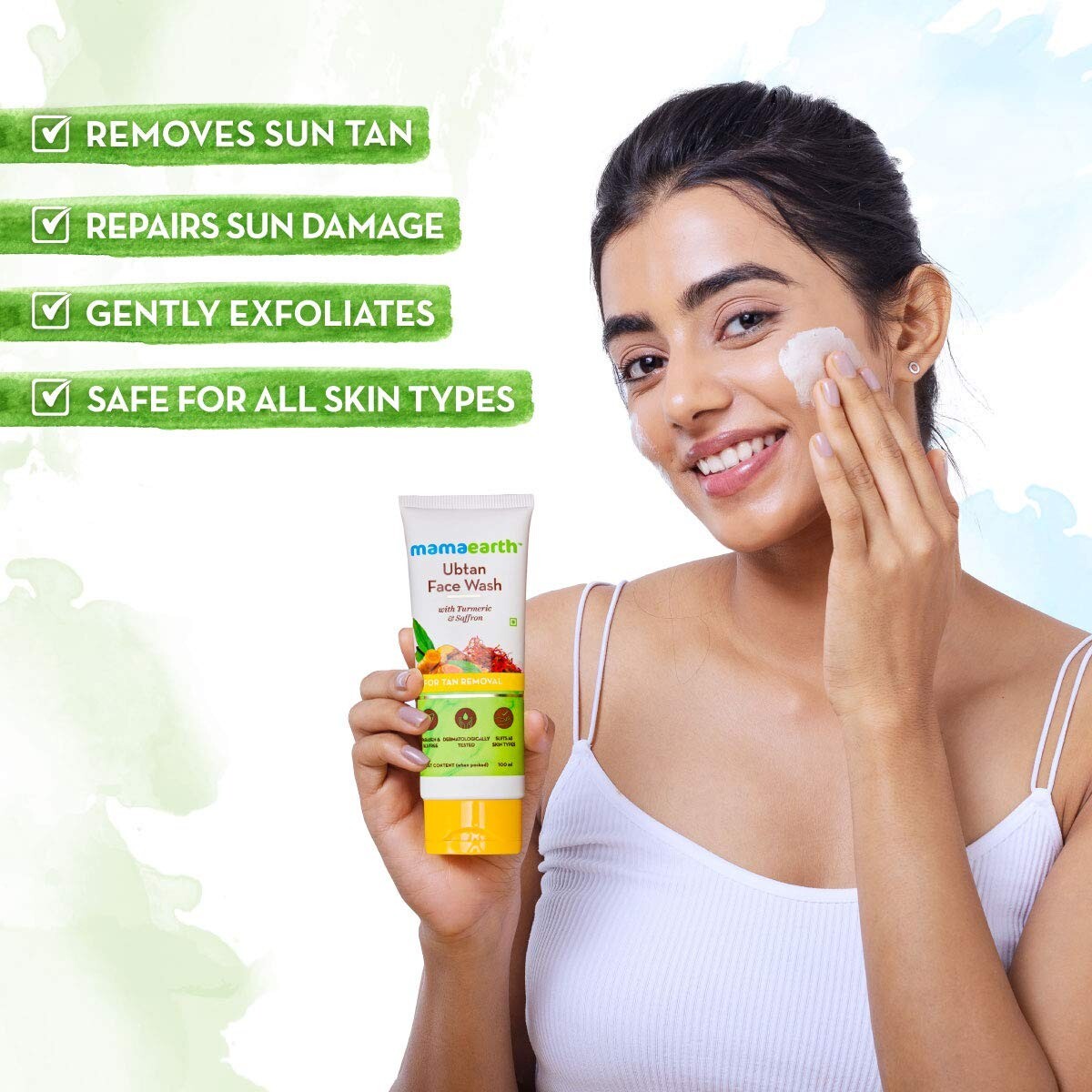 Mamaearth Ubtan Natural Face Wash for All Skin Type Turmeric & Saffron 100 ml