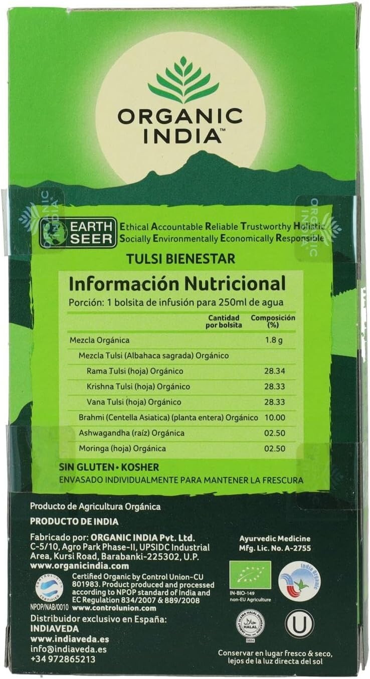 Organic India Wellness Tulsi Tea 25 Teabags  Free Shipping