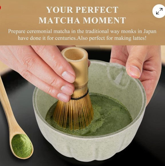 Bamboo Matcha Whisk Set Chasen Chashaku Matcha Whisk for Japanese Tea Ceremony