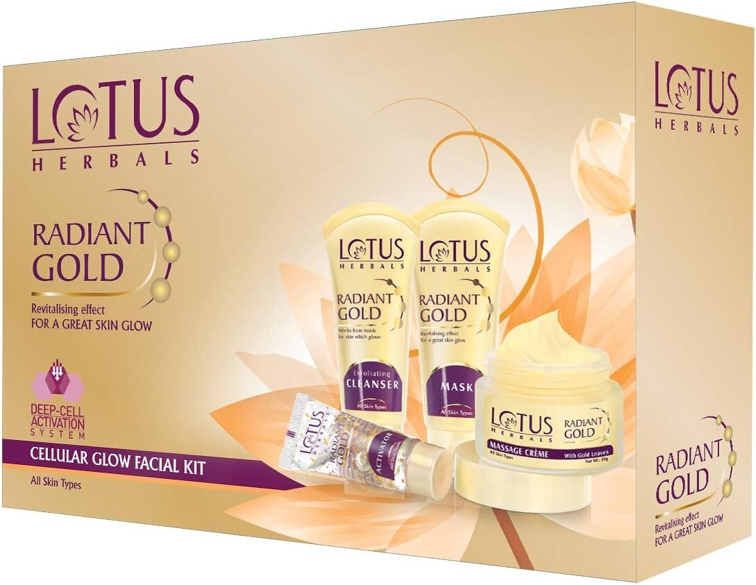 Lotus Herbal Radiant Gold Cellular Glow Facial Kit  Free Shipping