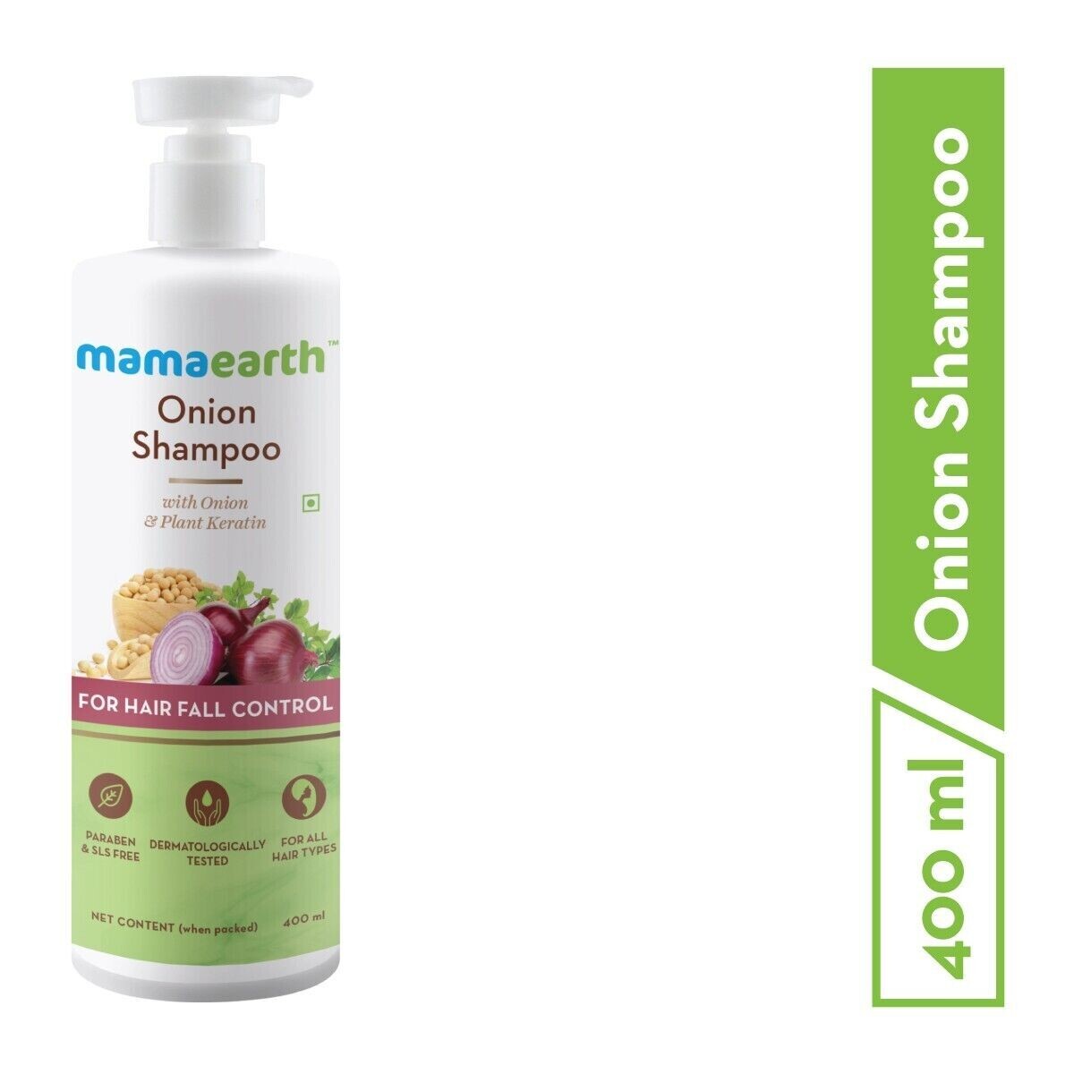 Mamaearth Onion Shampoo Hair Growth Hair Fall Control Oil Plant Keratin 400ml