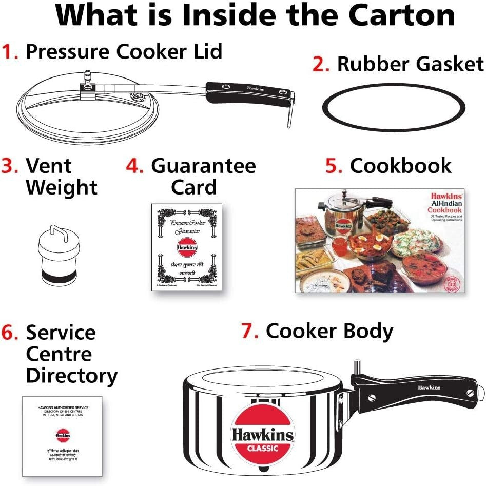 Hawkins Classic Aluminium Inner Lid Pressure Cooker, 2 Litre, Silver (CL20)