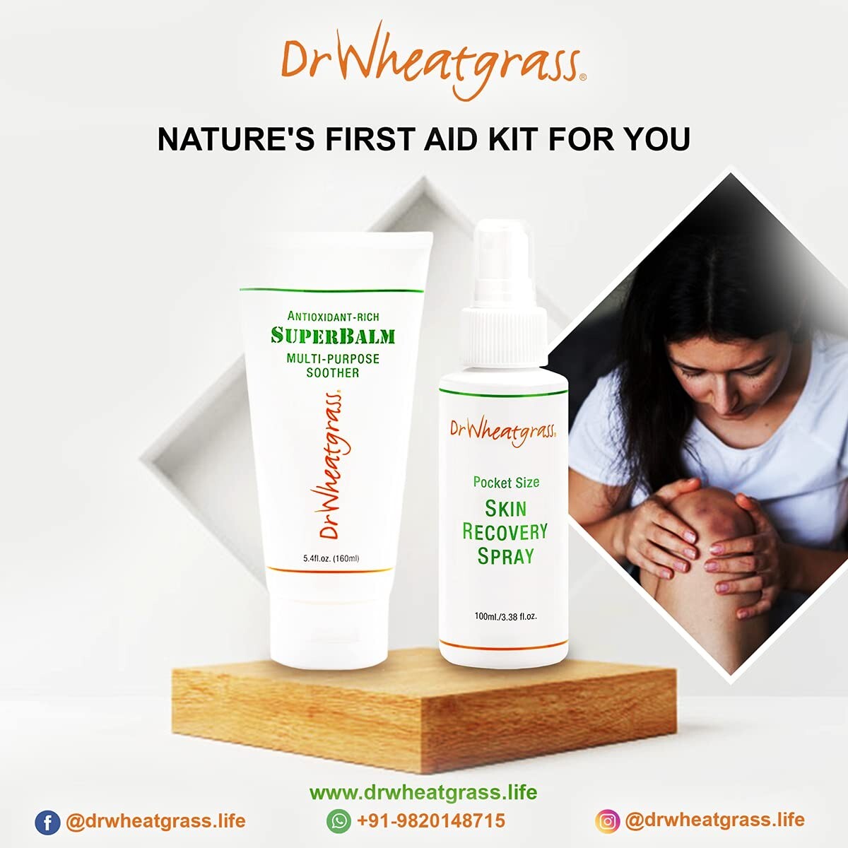 Dr Wheatgrass Skin Recovery Spray - 175ml  Free Shipping