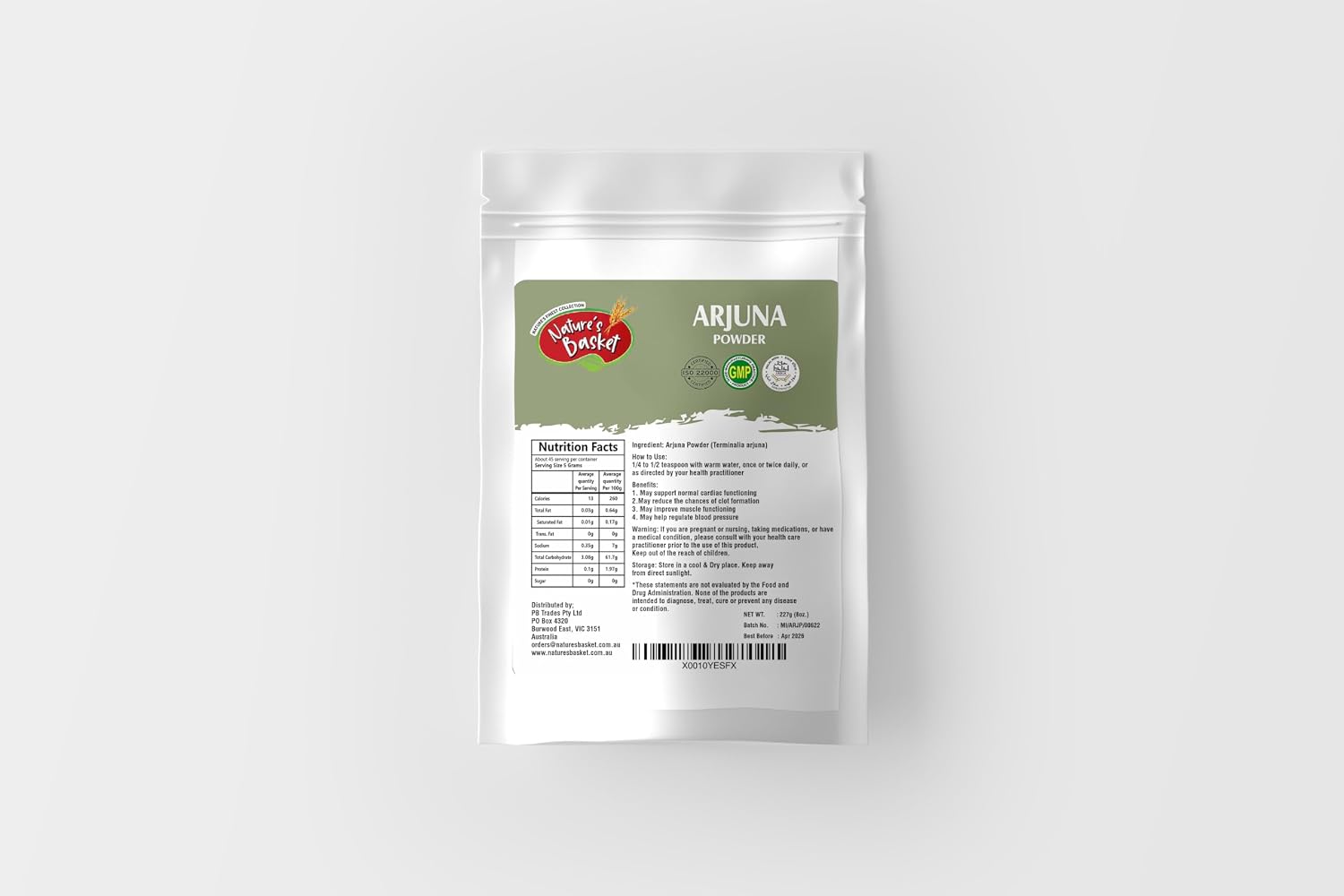 Nature's Basket Arjuna (Terminalia Arjuna) Powder | Arjun Chaal Powder Strong Immunity (227g)