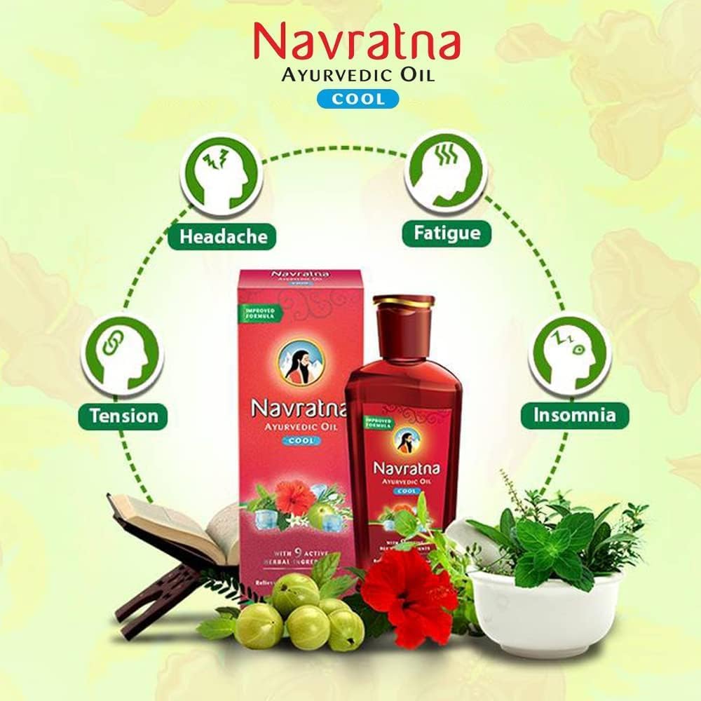 Navratna Ayurvedic cool hair oil with 9 herbal ingredients, 300ml