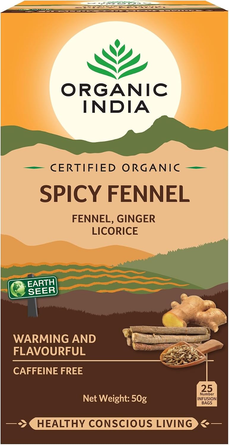 Organic India Spicy Fennel Tea, 50 g (25 Bags)