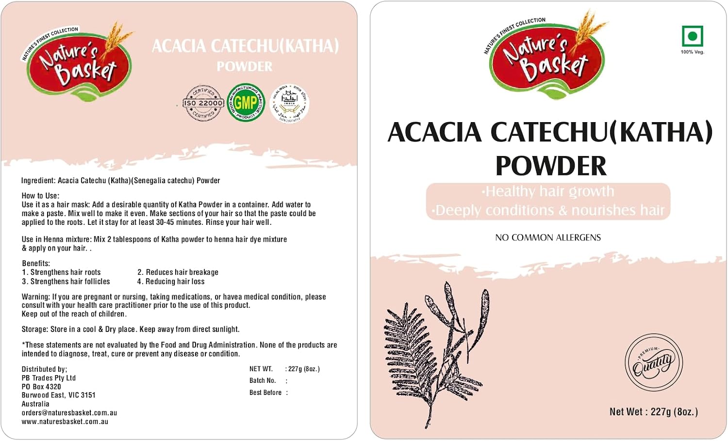 Nature's Basket Acacia Catechu (Katha Powder) - 227 Grams