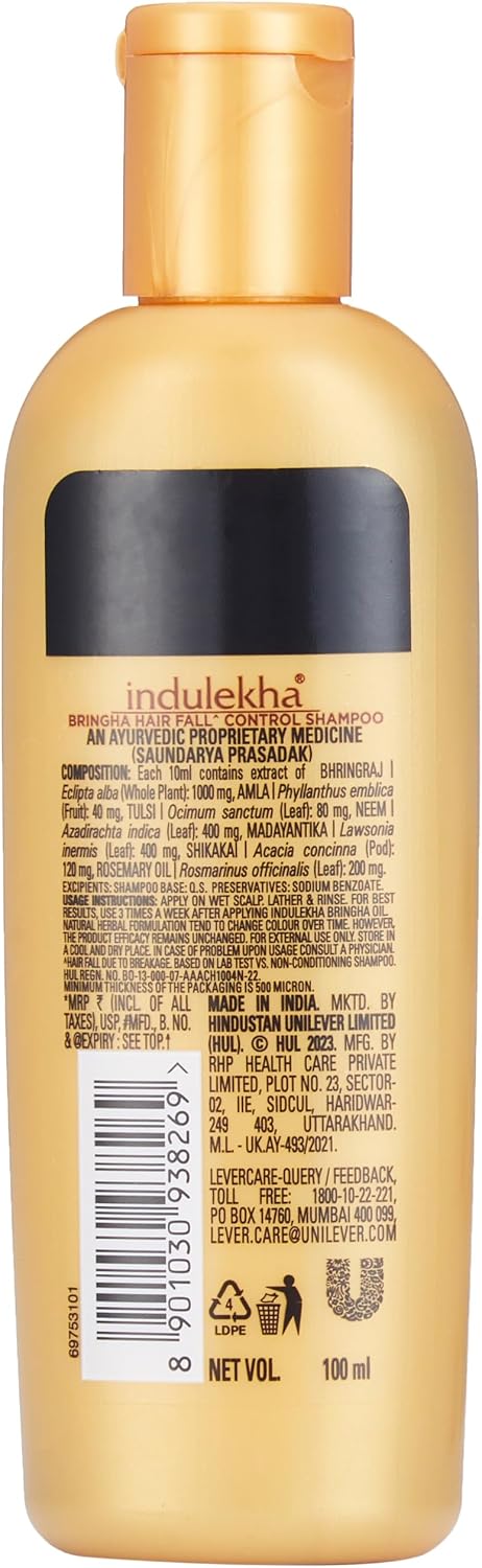 Indulekha Bringha Shampoo, Proprietary Ayurvedic Medicine for Hair Fall, 100ml